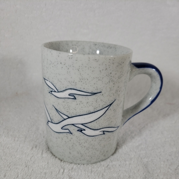 Other - Seagull Speckled White Blue Coffee Mug VTG Japan
